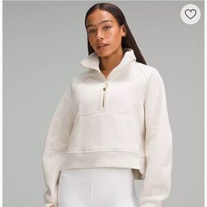 Lululemon Scuba Oversized Funnel-Neck Half Zip  in Heathered Bone/Gold